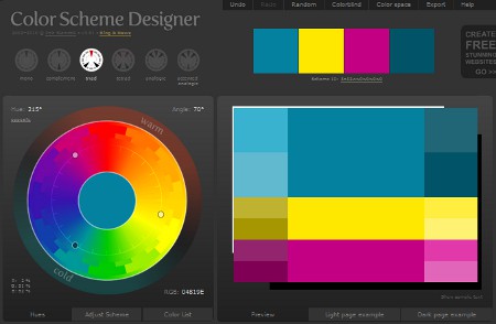 Color Scheme Designer - Site gratuit pour trouver couleurs