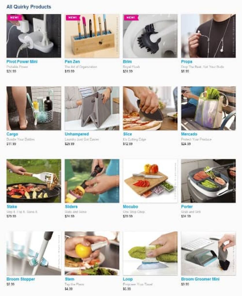 Vue du site Quirky.com