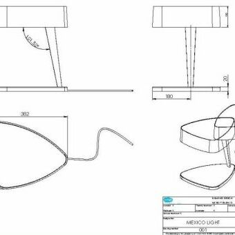 Plan technique de la lampe imagine par Nicolas