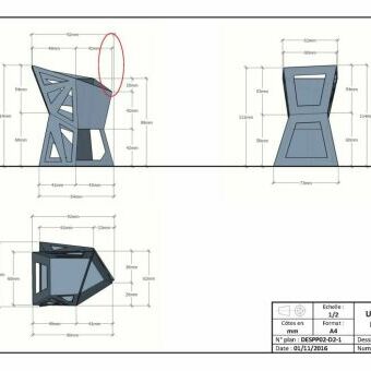 Plan en 3 dimensions d'objets designs par Anastasia